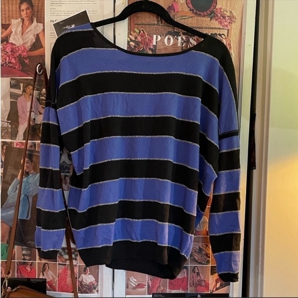 Sandro Off the Shoulder Striped Sweater Size 1 - Picture 7 of 9